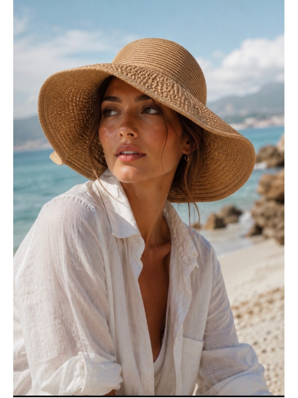 Women's J.Crew Straw Sun Hat One Size Beige New!